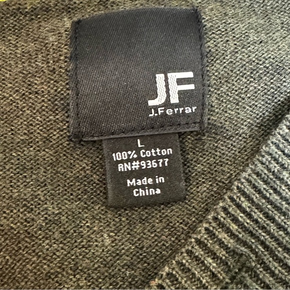 J Ferrar Mens Sweater Long Sleeve Pullover Dark Green - Picture 5 of 7